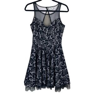 Altar'd State Black Floral Lace Illusion Mesh Fit & Flare Dress WD133155 Small